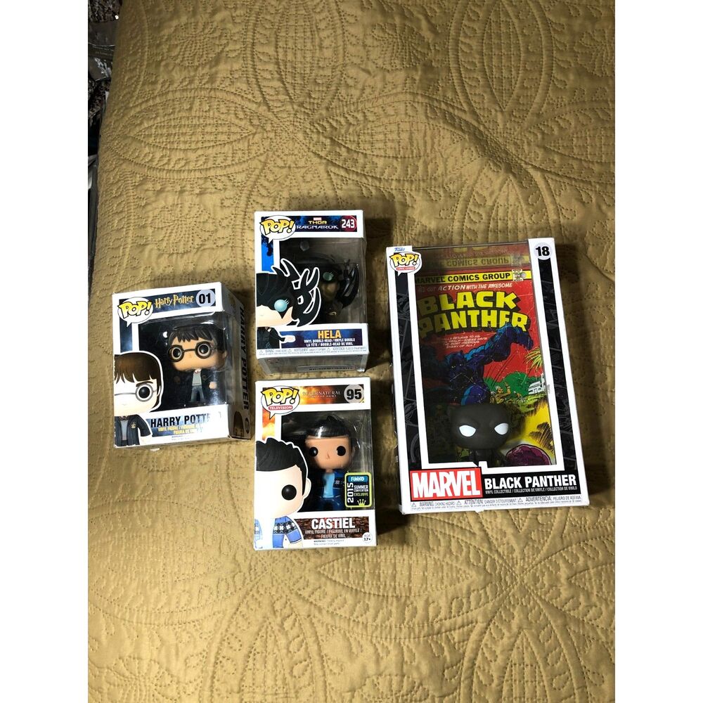 Funko Pop Marvel Black Panther 18 Castiel 95 SDCC Hela 243 Harry Potter 01 NIB